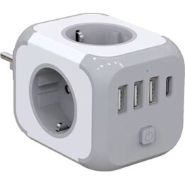 Regleta Cubo - Adapter für Ladegeräte 3x Typ F, 3x USB-A, 1x USB-C