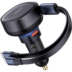 Baseus Enjoyment 60W - Carregador de isqueiro 1xUSB-C 1x conetor Lightning/USB-C