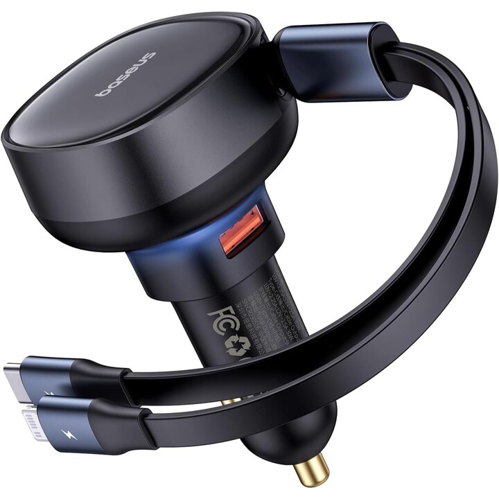 Baseus Enjoyment 60W - Cargador de coche 1xUSB-C 1xConector Lightning/USB-C