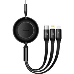 Baseus Free2Draw Black - USB-C 3-in-1 USB-C/Lightning/Micro USB-C Cable 1,1m