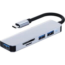 Hub USB BYL-2103T 5 in 1 USB-C/USB 3.0+2.0+microSD+SD Plata