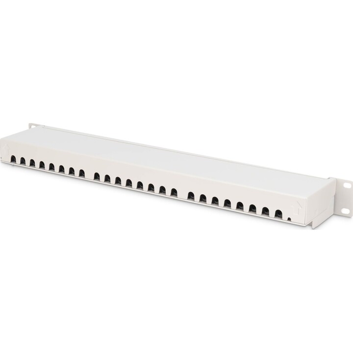CAT 6A Patch Panel, 19inch, shielded, 1U, 24-port, 8P8C, Grey