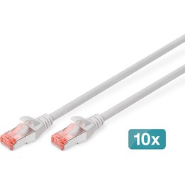 CAT 6 S-FTP Cord, Cu, LSZH AWG 27/7, comprimento 0,5 m, 10 pcs, cinza