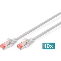 CAT 6 S-Ftp Patch Cord, Cu, LSZH AWG 27/7, longitud 0.5 m, 10 PC, gris