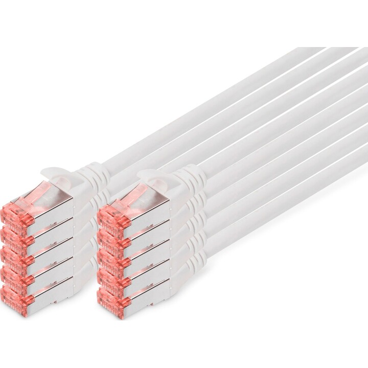 CAT 6 S-FTP Cord, Cu, LSZH AWG 27/7, comprimento 0,5 m, 10 pcs, cinza