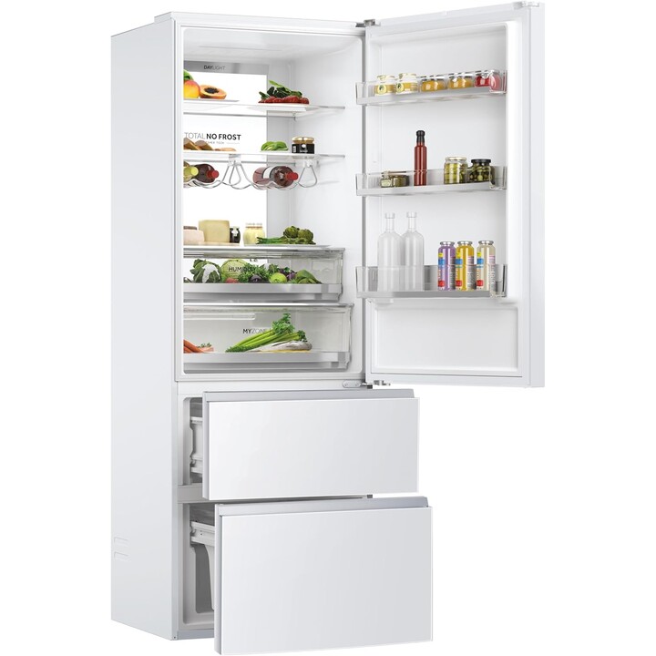 Frigorifero combinato Haier 3D Serie 70 7 70cm 483L Cassetti diretti Platino