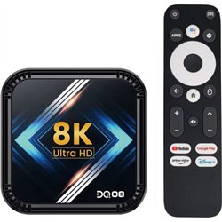 DQ08 8K RK3528 4GB/64GB Wifi Dual Control Voz Android 13 Negro - Android TV