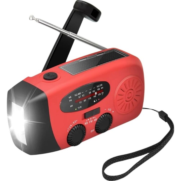 Radio Stonego 2000 mAh Rouge - Radio d'urgence