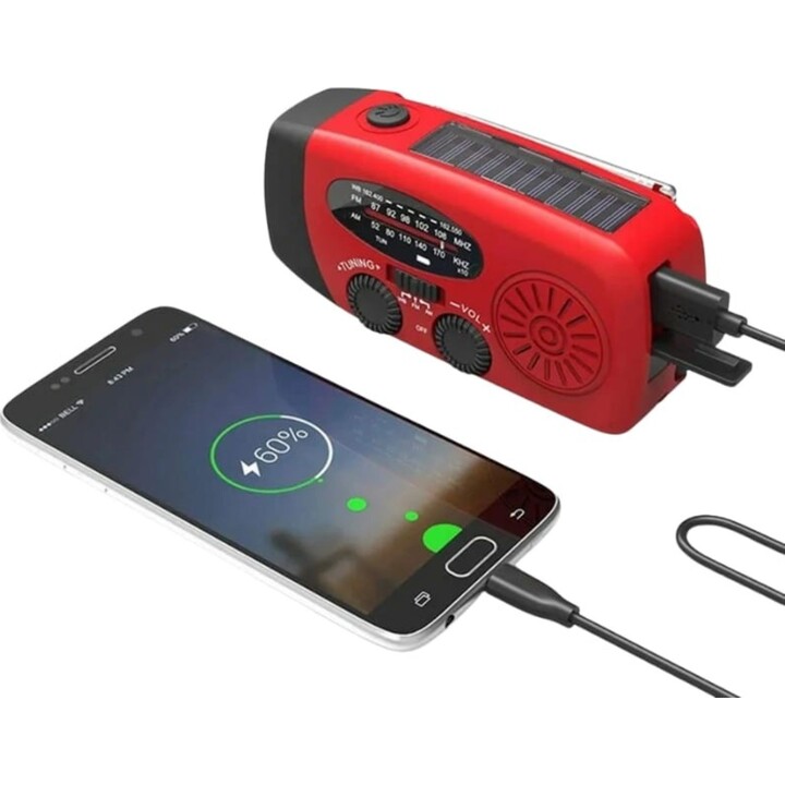 Radio Stonego 2000 mAh Rouge - Radio d'urgence