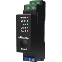 Shelly Relais "Pro 2PM" WLAN LAN max. 25A 2 canali 1 fase BT funzione di comunicazione guida DIN