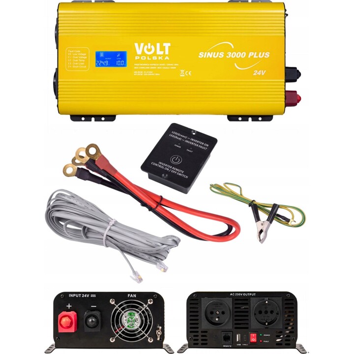 Voltage converter SINUS PLUS 3000 24/230V (1500/3000W) + REMOTE CONTROL