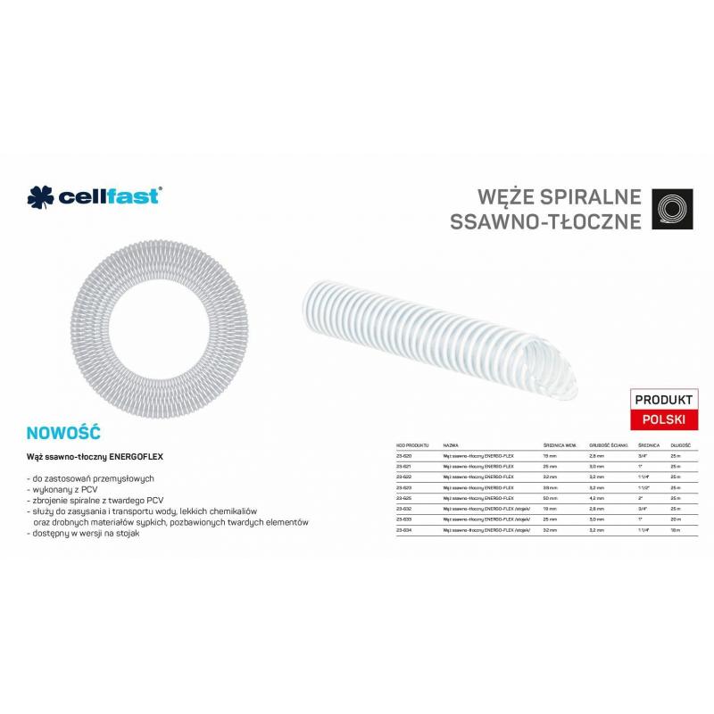 C. SUCTION AND PRESSURE HOSE FOR PUMPS 25mm x 25mb COLOURLESS ENERGO-FLEX