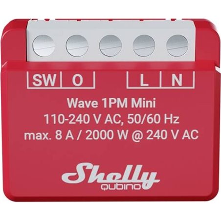 Minirelé Shelly Wave 1PM de montaje empotrado, máx. 8 A, 1 canal, Z-Wave