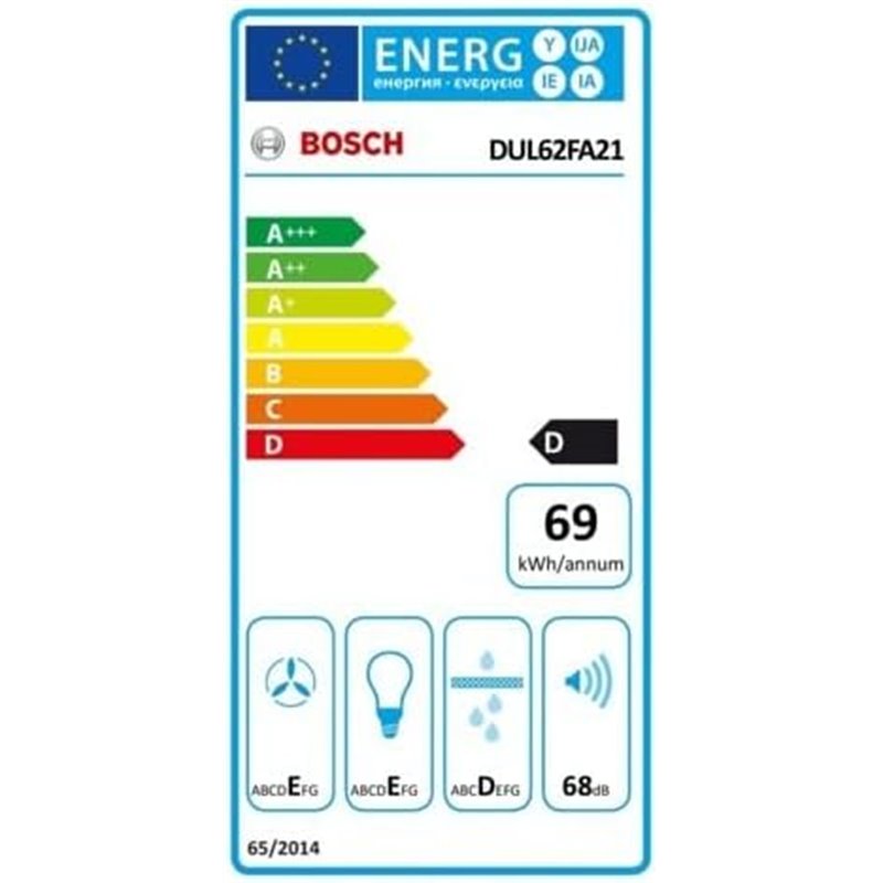 Campana de Pared Bosch Serie 2 DUL62FA21 250 m³/h D Blanco