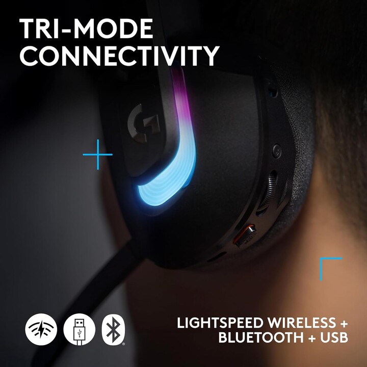 Le casque de jeu sans fil Logitech G G522 Lightspeed, Lightsync RVB, noir