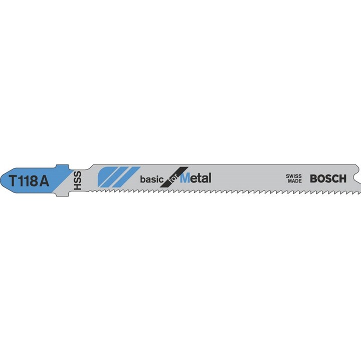 Juego de 100 hojas de sierra de calar para metal T118A de Bosch para trabajos profesionales en metal