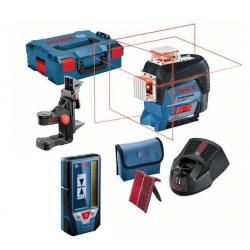 BOSCH. PLANE LASER GLL 3-80 C + HANDLE BM 1 + RECEIVER LR 7 1x2,0Ah LB