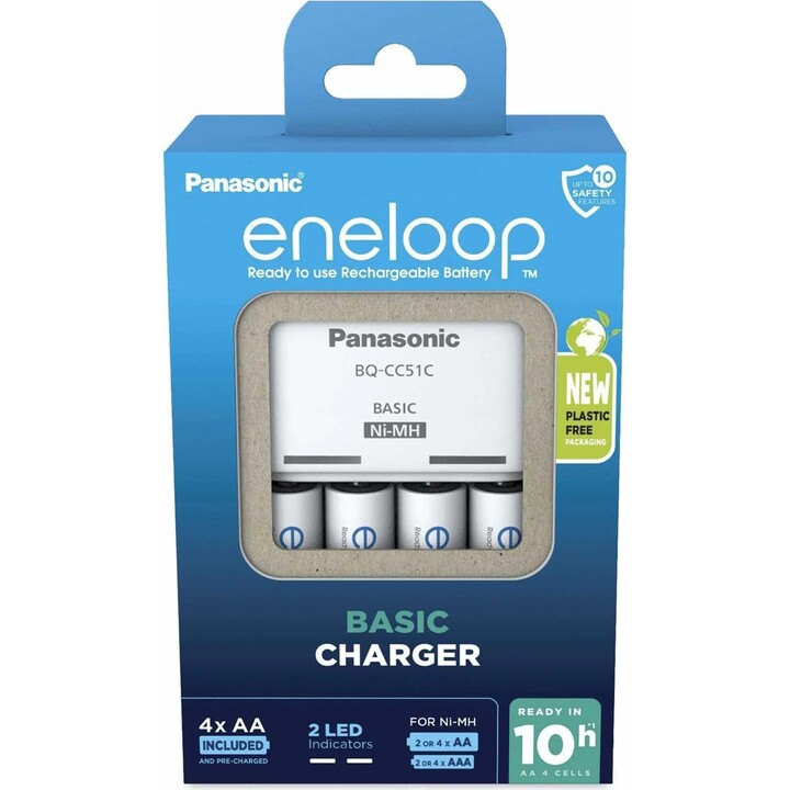 Panasonic Basic Charger + 4X AA Eneloop 2000 Mah