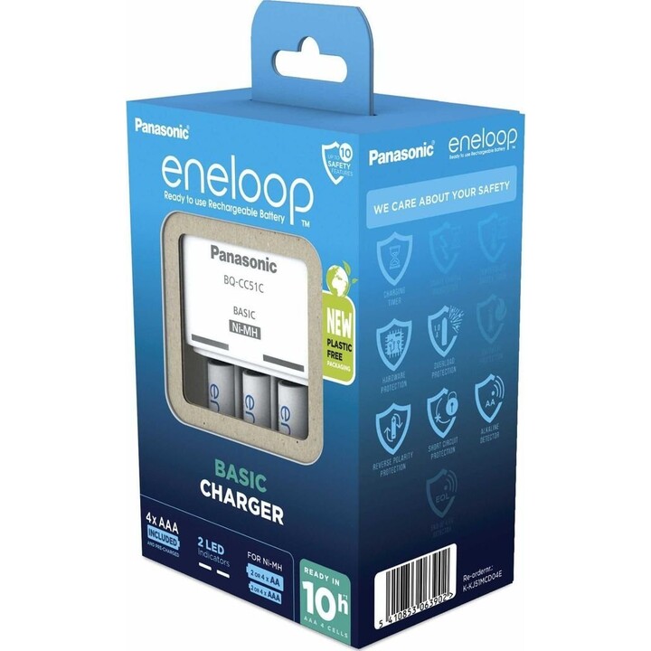 Panasonic Basisladegerät + 4X AAA Eneloop 800 Mah