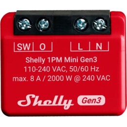 Shelly Relais „1PM Mini Gen. 3“ WLAN BT Messfunktion max 8A 1 Kanal Unterputz