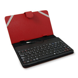 Capa universal para tablet de 6-7 polegadas com teclado Bluetooth vermelho