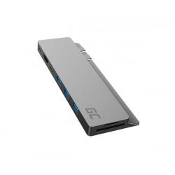 Type-C to 3xUsb 3.0 / 1xType C / 1xHDMI / MicroSd / SD / 100W / AK75 / Greencell adapter hub DISCONTINUED
