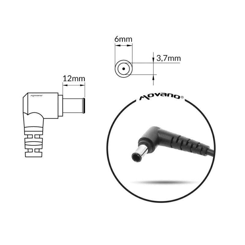 Caricabatterie per laptop Asus Movano da 180 W, 19,5 V, 9,23 A, 6,0 mm x 3,7 mm