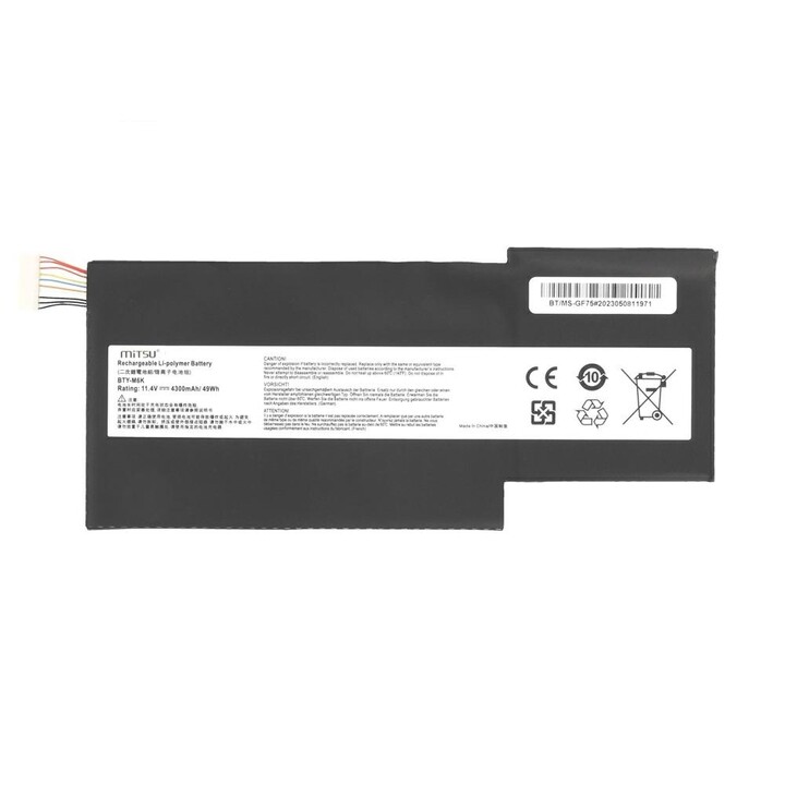 Kompatibler Akku für MSI BTY-M6K 11,4 V 4300 mAh Mitsu Laptop