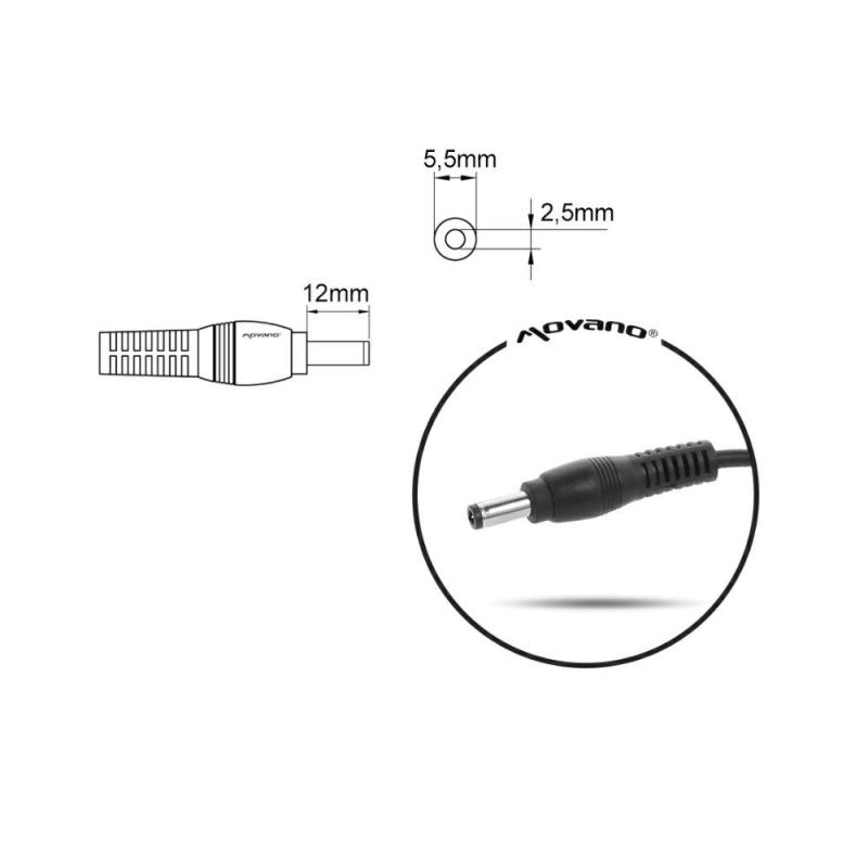 Lenovo / MSI laptop charger 120W 19.5V 6.15A 5.5 mm x 2.5 mm Movano