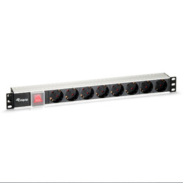 Regleta alimentacion aluminio rack 19" 1u 8 tomas con interruptor