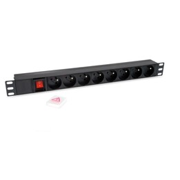 19" rackmount power strip, 1U, 8 French-style outlets with switch