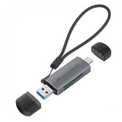 Lecteur de cartes externe concentronic bian05g compatible usb-c et usb-a sd, sdhc, sdxc, micro sd