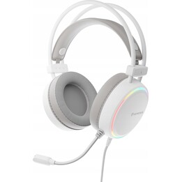 Genesis Neon 613 G2 RGB, auriculares con orejas superiores con luz de fondo blanco micrófono