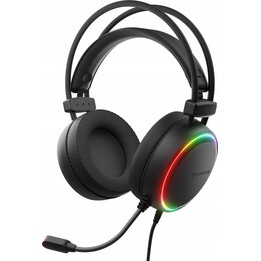 Génesis Neon 613 G2 RGB, auriculares con orejas superiores con luz de fondo de micrófono negro