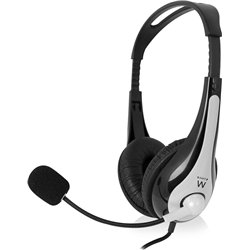 Fones de ouvido com fio Ewent Ew3565 e faixa de cabeça para chamadas/música USB tipo A preto e branco