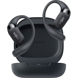 Fones de ouvido sem fio SHOKZ OpenFit 2 com gancho para chamadas/música/esportes/uso diário (preto)