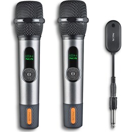 Microfono palmare NGS Singer Star Wireless confezione da 2 + ricevitore nero/grigio