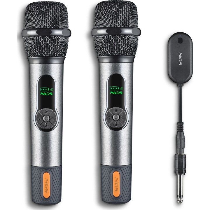 Handmikrofon ngs singer star wireless 2er Pack + Empfänger schwarz/grau