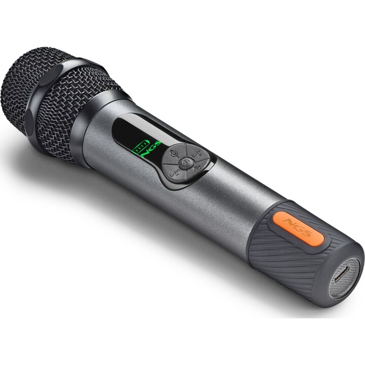 Microfono palmare NGS Singer Star Wireless confezione da 2 + ricevitore nero/grigio