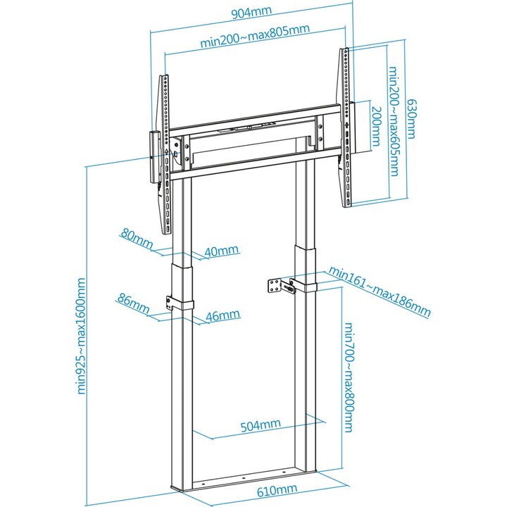 TooQ HIPERION FS2280M-B Support mural/sol fixe pour téléviseur 55-100 /jusqu à 120 kg