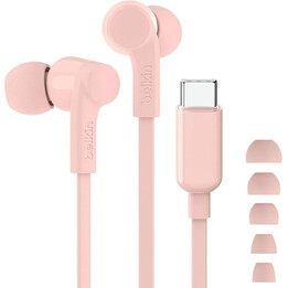 Fones de ouvido intra-auriculares com fio Belkin SoundForm para música/uso diário USB tipo C rosa