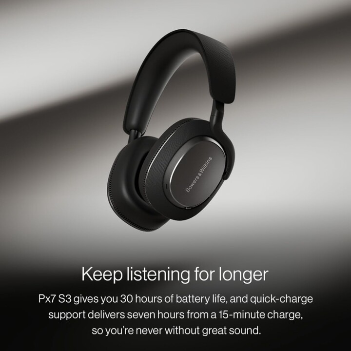 Bowers & Wilkins Px7 S3 Kabellose Kopfhörer (Kopfhörer, Musik, USB Typ C, Bluetooth, Schwarz)