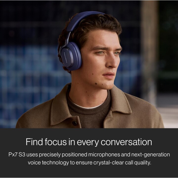 Fones de ouvido sem fio Bowers & Wilkins Px7 S3 com faixa para música USB tipo C Bluetooth azul