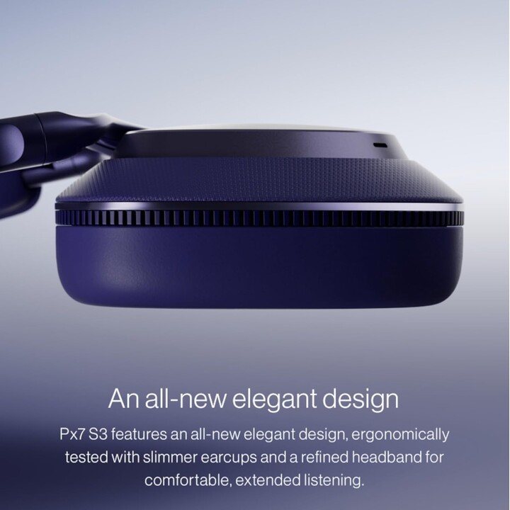 Fones de ouvido sem fio Bowers & Wilkins Px7 S3 com faixa para música USB tipo C Bluetooth azul