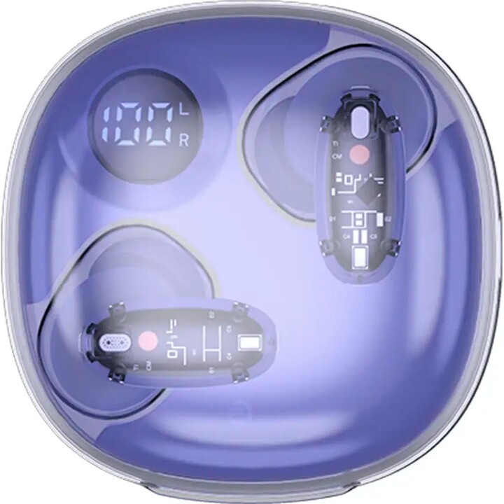 Fones de ouvido Bluetooth Mars Gaming MHIB2 com estojo de carregamento/bateria com duração de 7 horas/roxo