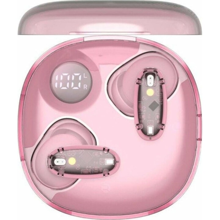 Fones de ouvido Bluetooth Mars Gaming MHIB2 com estojo de carregamento/bateria com duração de 7 horas/rosa