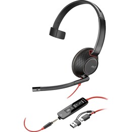 POLY Blackwire 5210 Monaural USB-C Headset +3.5mm Plug +USB-C/A Adapter (Bulk) Wired Headband Office/Call Center USB Type C Blac