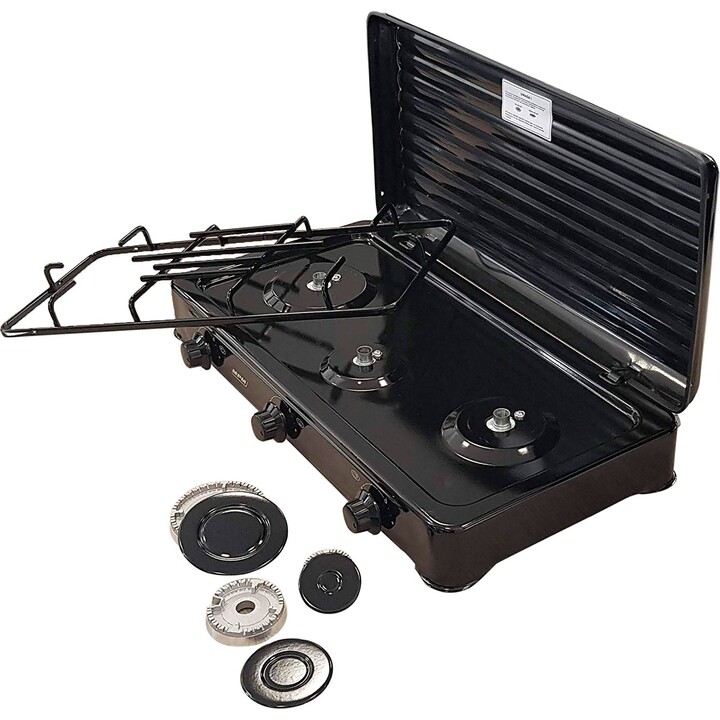 Estufa de Gas Portátil MPM SMILE-KN-03/1KB 60 cm 3 Zonas Negro