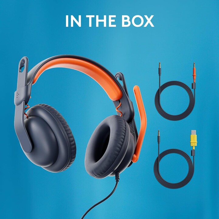 981-001389 Cuffie cablate Logitech Zone Learn, cuffie didattiche, blu, arancione