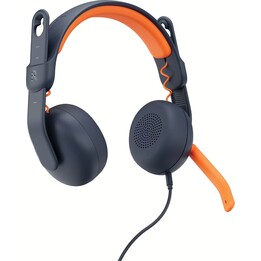Casque filaire Logitech Zone Learn, casque éducatif, bleu, orange